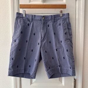 Ralph Lauren Men's Light Blue Embroidered Shorts